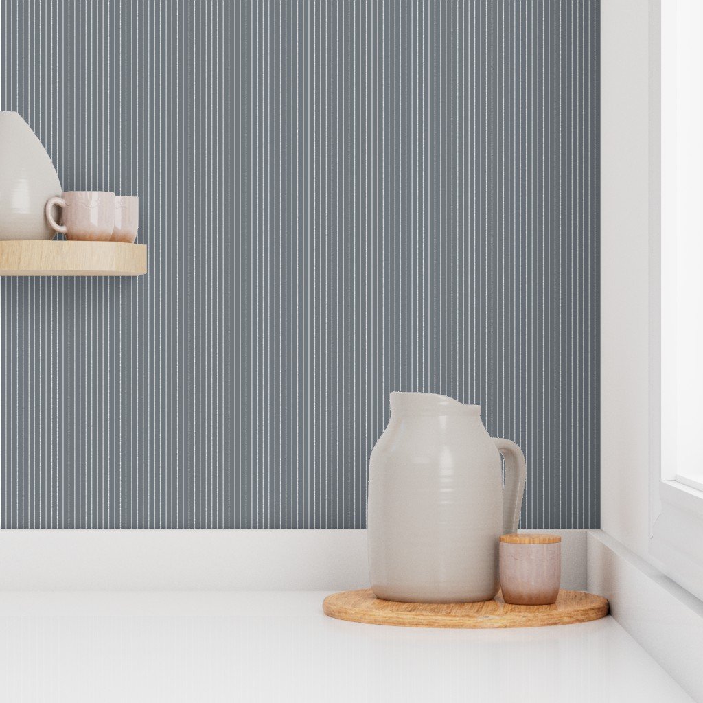 Classic White Pinstripe on Steel Gray Office Stripe Pattern Wallpaper wall street wallpaper