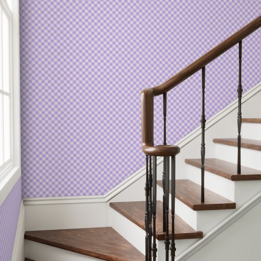 Lavender Purple Gingham Check Plaid Wallpaper gingham wallpaper