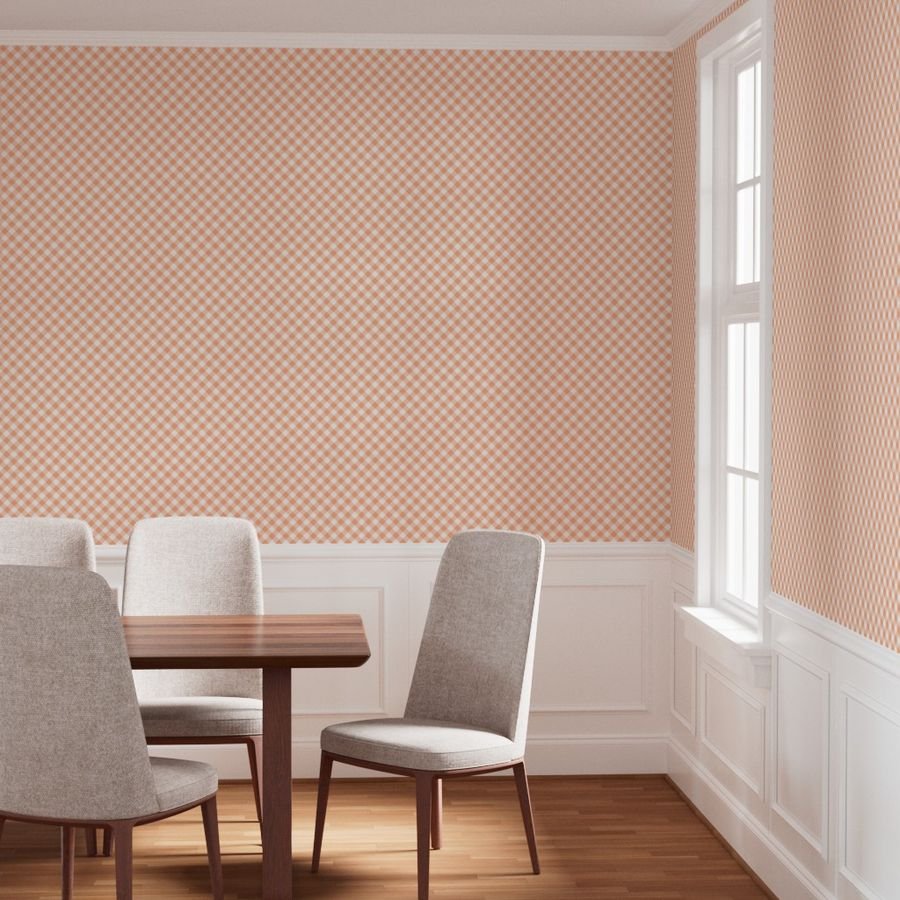 Peach Orange Gingham Check Plaid Wallpaper gingham wallpaper