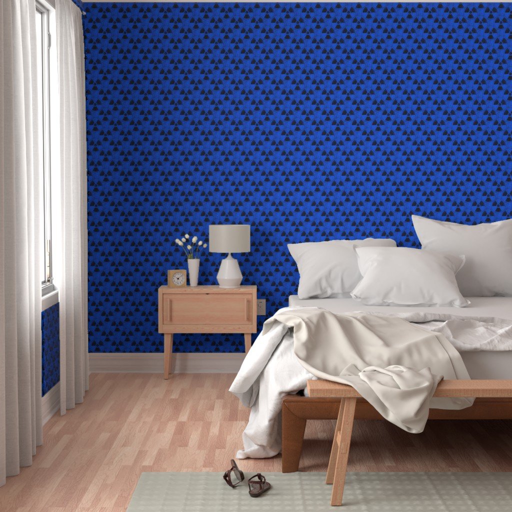 Electric Blue and Black Radiation Warning Grunge Pattern Wallpaper black wallpaper