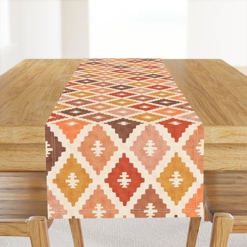 Large Sun Bleached Vintage Diamond Textile Interior Collection Home Decor Collection coastal table runner design
