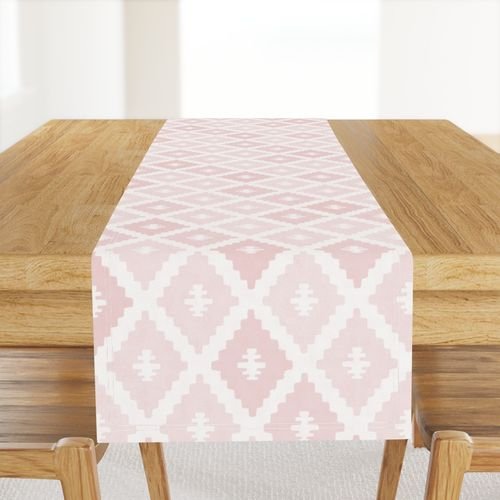 Large Sun Faded Mediterranean Diamond Pattern in Blush Shell Pink Design Collection Home Styling Collection rosewater pink table runner design