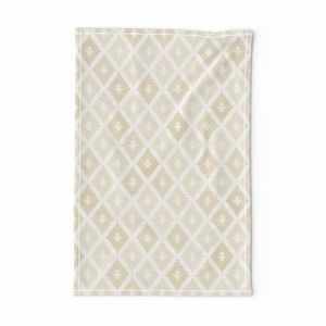 Small Sun Faded Mediterranean Diamond Pattern in Golden Sand Beige Design Collection Home Decor Collection warm cream tea towel design