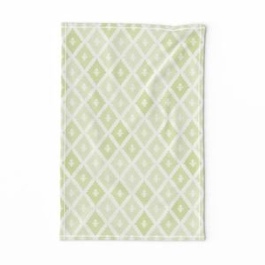 Small Sun Faded Mediterranean Diamond Pattern in Lime Sage Green Interior Collection Design Collection pale sage tea towel design