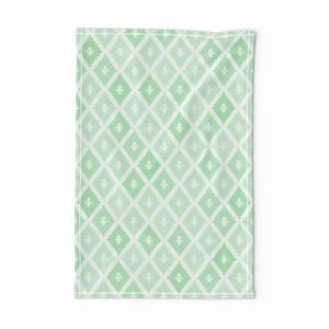 Small Sun Faded Mediterranean Diamond Pattern in Seafoam Mint Green Design Collection Interior Collection soft green tea towel design