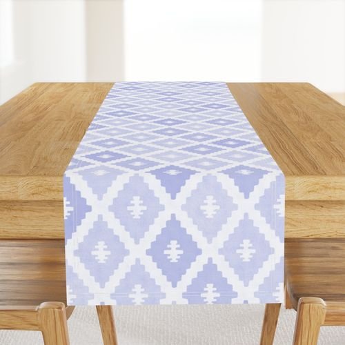 Large Sun Faded Mediterranean Diamond Pattern in Lavender Mist Blue Decor Collection Home Decor Collection periwinkle blue table runner design