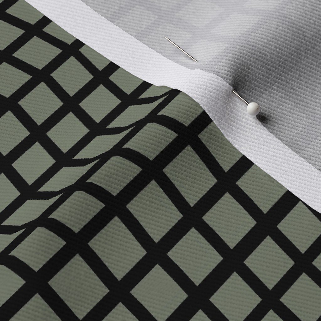 Classic Black and Sage Green 1/2 Inch Grid Fabric black and sage green fabric