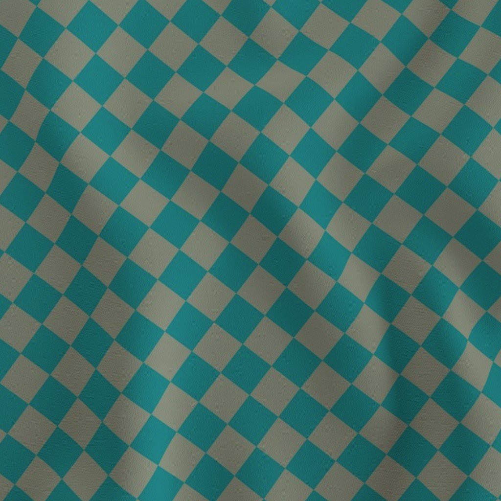 Classic Teal and Sage Green 1 Inch Diagonal Check Fabric 1 inch fabric