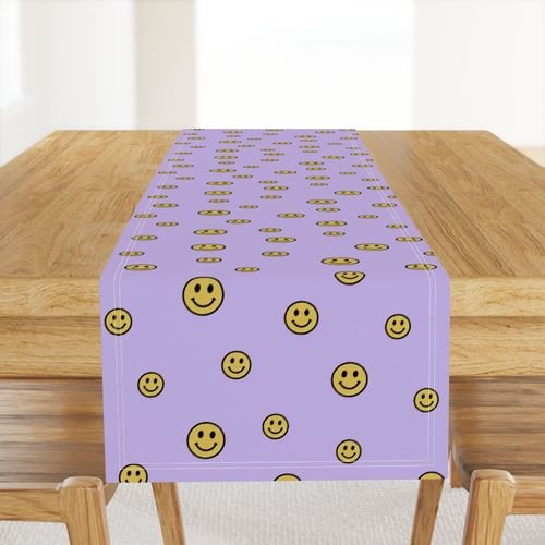 Retro Yellow Smiley Faces on Lavender Home Styling Collection Design Collection dopamine decor table runner design