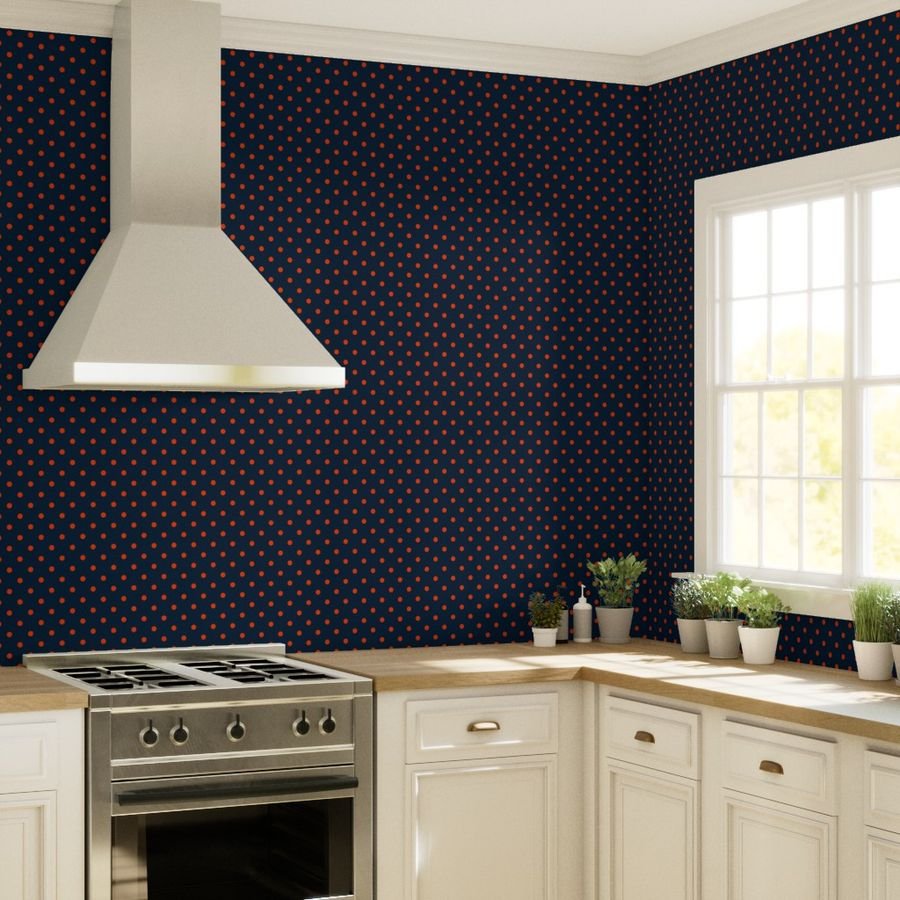 Navy and Orange Polka Dots Wallpaper navy and orange polka wallpaper