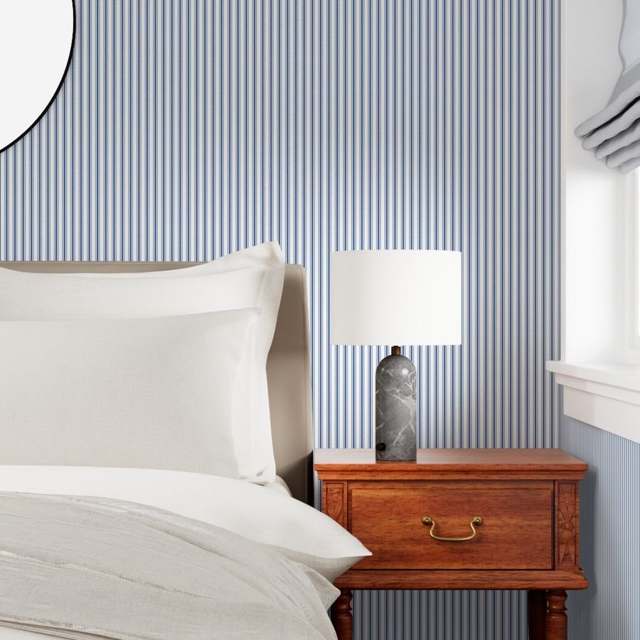 Mattress Ticking Dark Blue Wallpaper blue ticking wallpaper