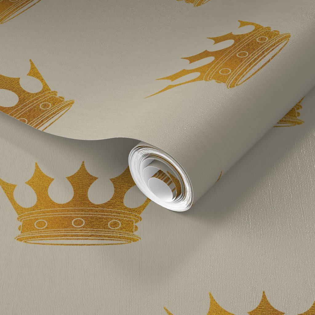 George Grey Royal Golden Crowns Wallpaper grey and gold wallpaper