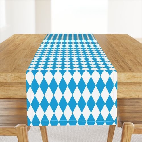 Oktoberfest Bavarian Blue and White Medium Diagonal Diamond Pattern Home Decor Collection Decor Collection bavarian flag table runner design