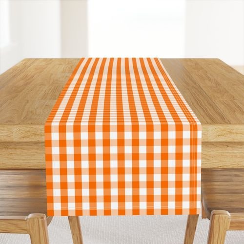 Small Pumpkin Orange and White Gingham Check Pattern Design Collection Home Styling Collection orange and white table runner design