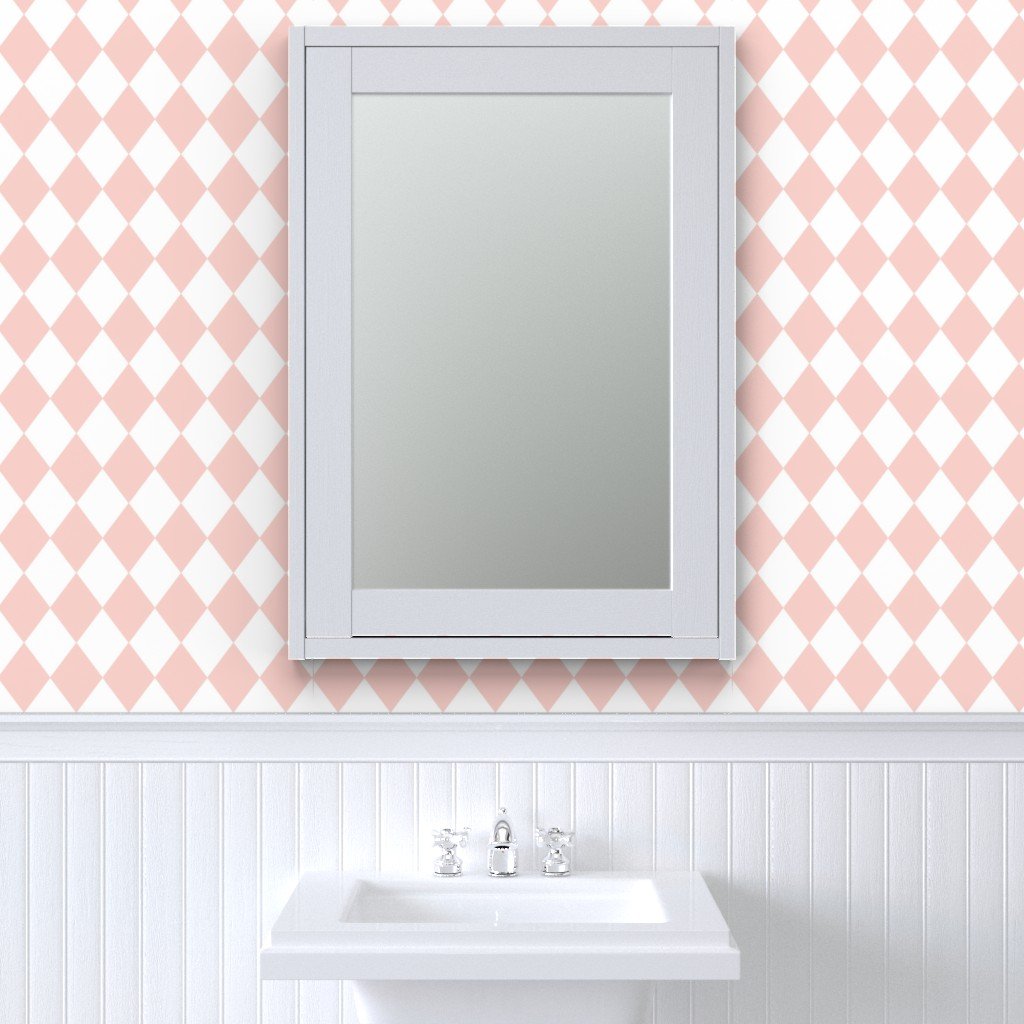 Pink Rosebud Small Modern Diamond Pattern Wallpaper pink diamonds wallpaper