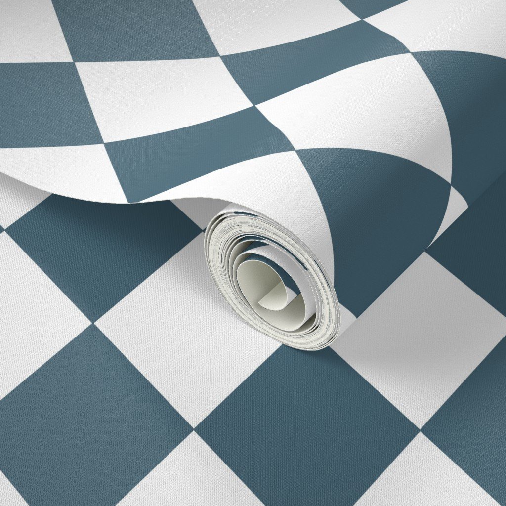 Bluestone Blue Small Modern Diamond Pattern Wallpaper lifestyle view
