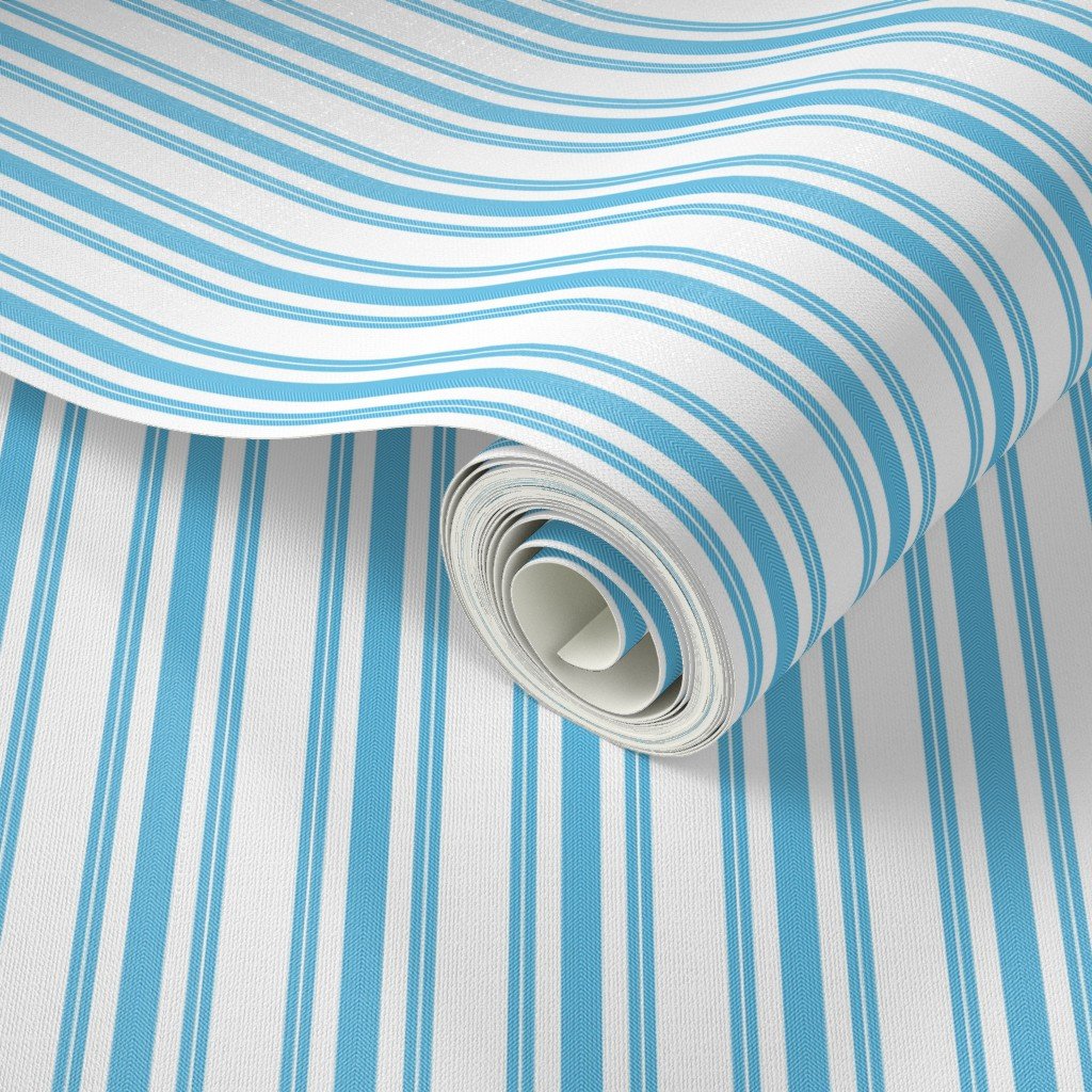 Trendy Large Blue Sky Pastel Blue French Mattress Ticking Double Wallpaper blue sky wallpaper