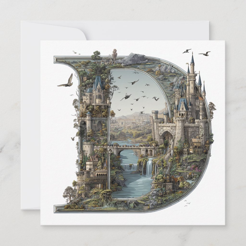 Fantasy Letter D with Castles in the Sky Storybook
