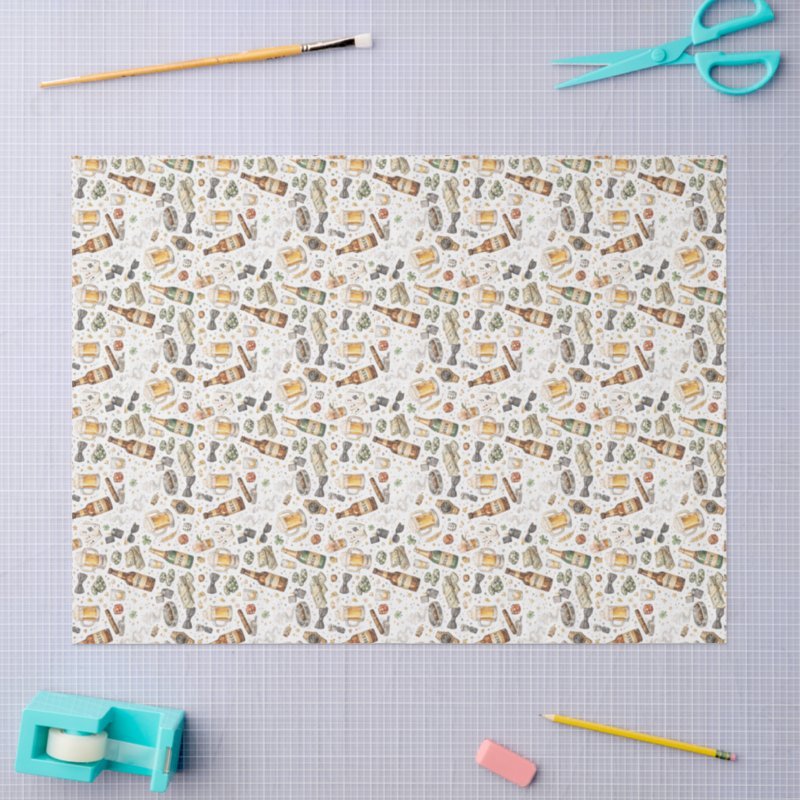 Non directional bachelor party watercolor wrapping pattern