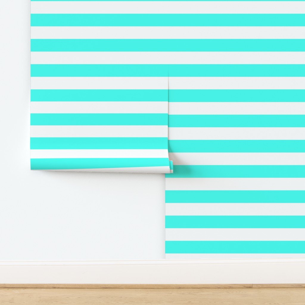 South Beach Art Deco Aqua Horizontal Tent Stripes Florida Colors of Wallpaper design