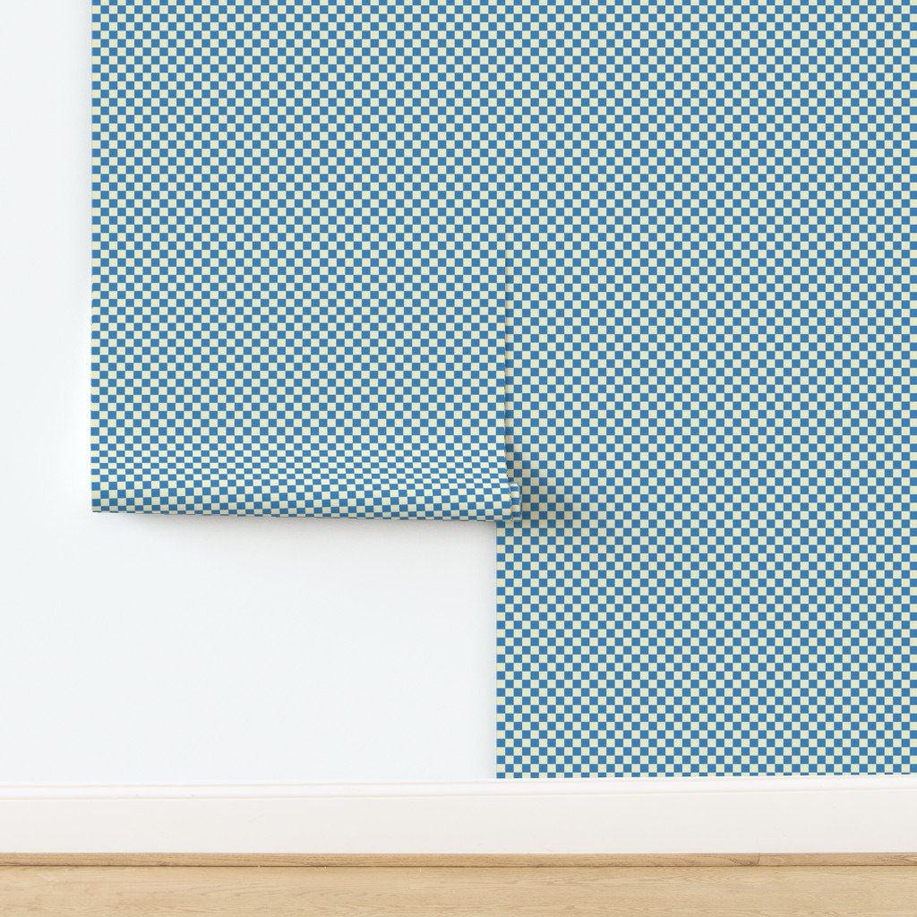 Cornflower Blue and Cream Checkerboard Squares Wallpaper design