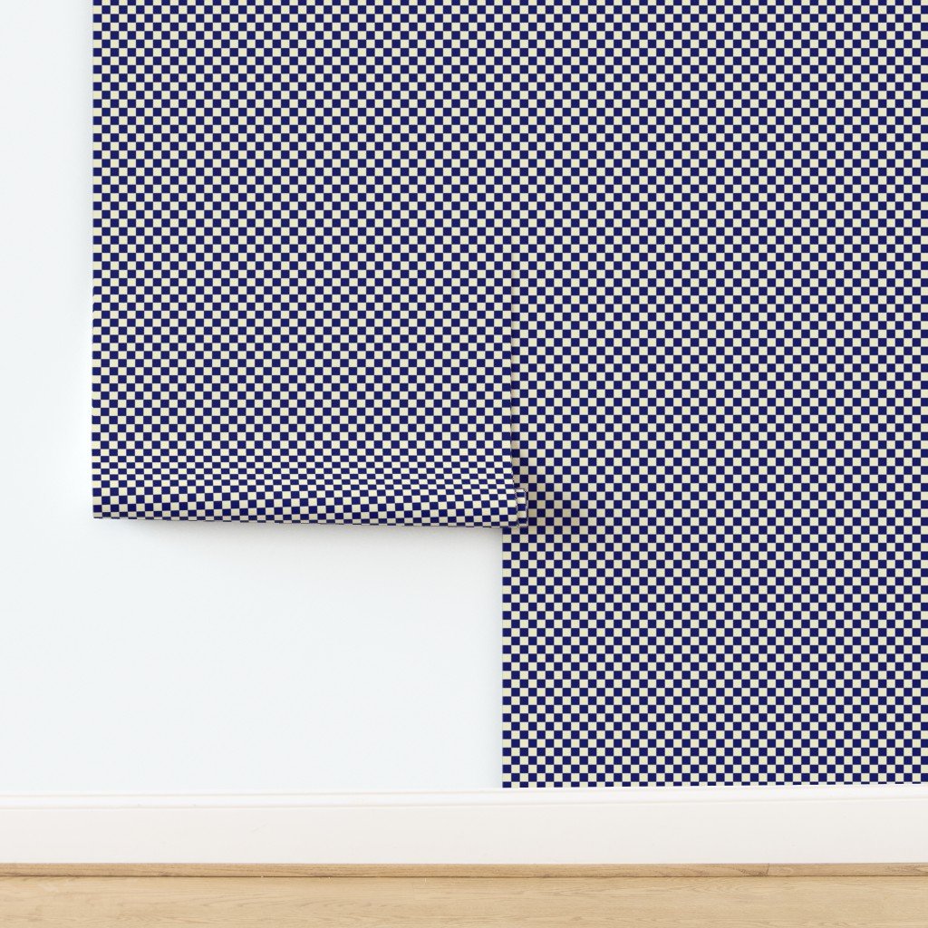 Navy Blue and Cream Checkerboard Squares Wallpaper design