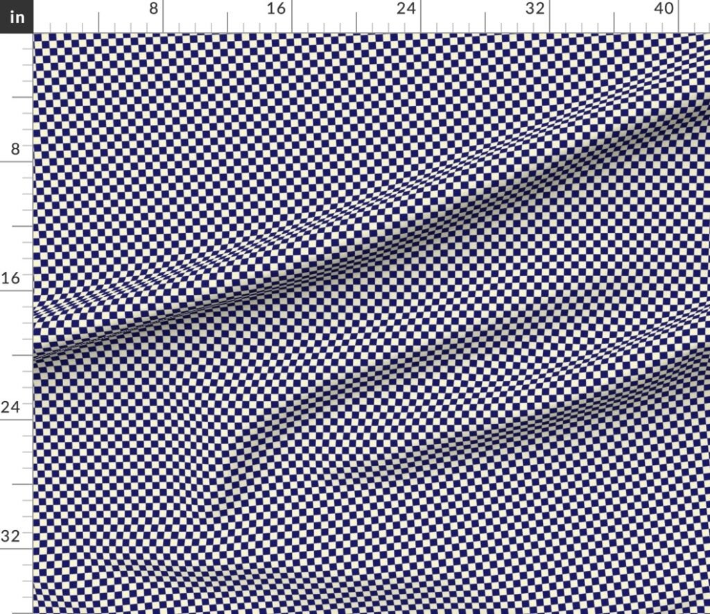 Navy Blue and Cream Checkerboard Squares Fabric design
