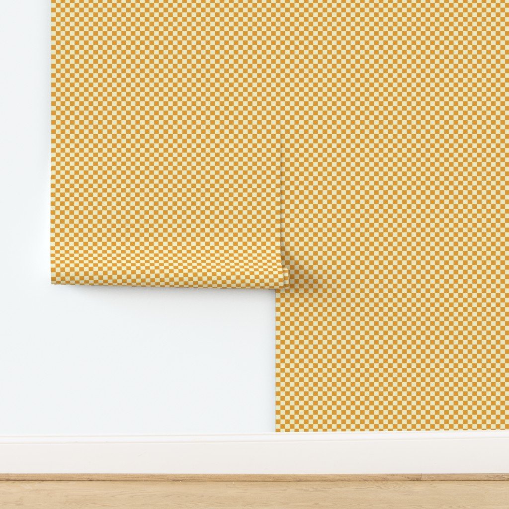 Harvest Gold and Cream Checkerboard Squares Wallpaper design