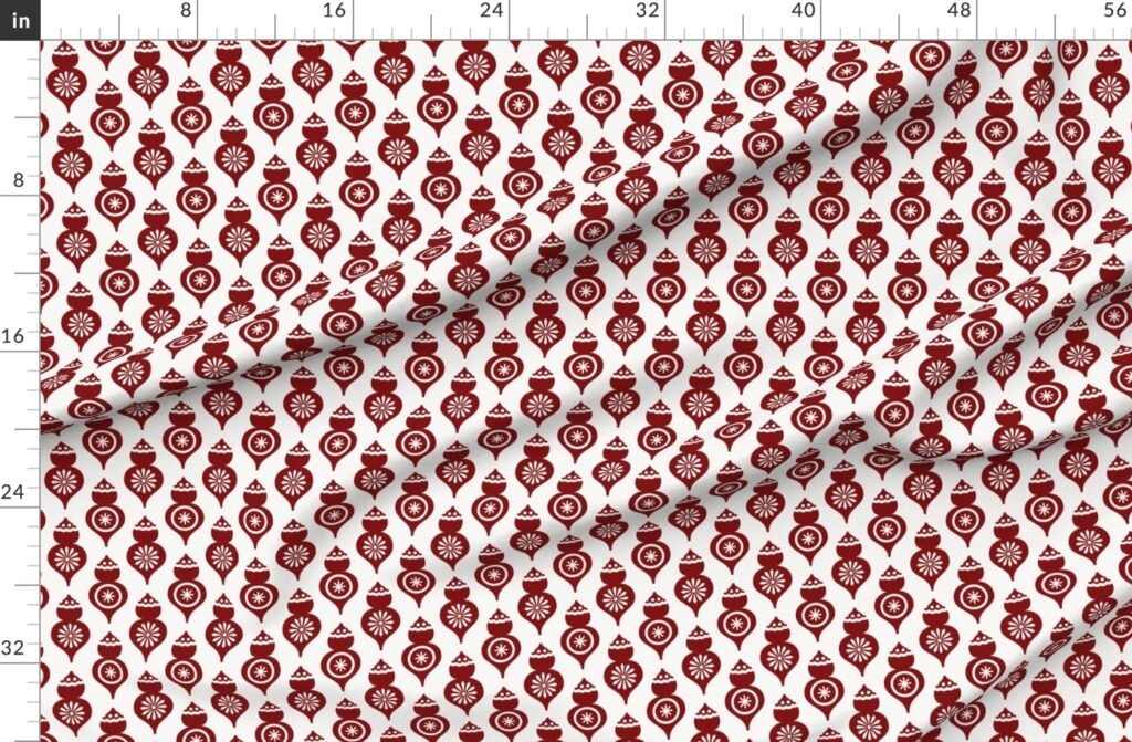 Large Dark Christmas Candy Apple Red Teardrop Ornaments Fabric design