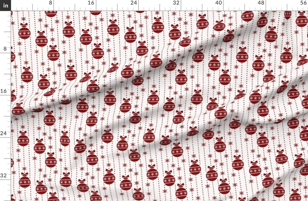 Large Dark Christmas Christmas Candy Apple Red Ball Ornaments Fabric design