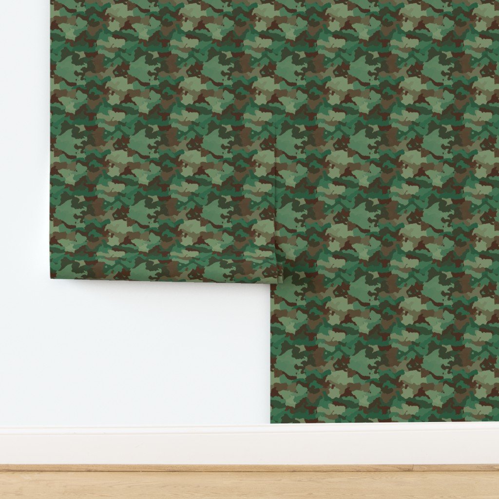 Military Army Green and Khaki Brown Camo Camouflage Print Wallpaper design
