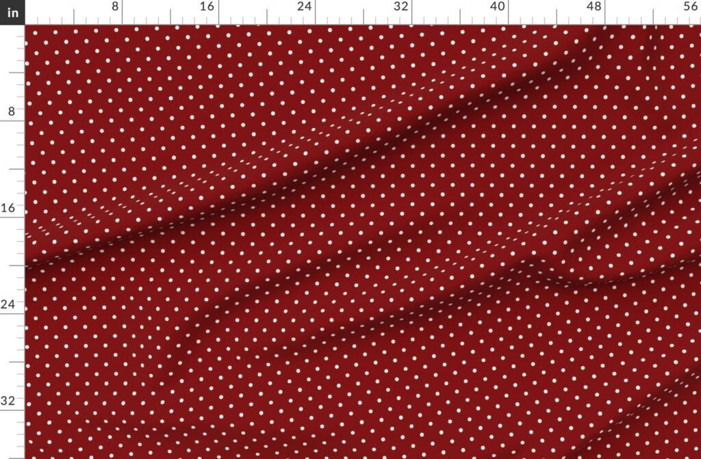 Large White Polka Dots On Dark Christmas Candy Apple Red Fabric design