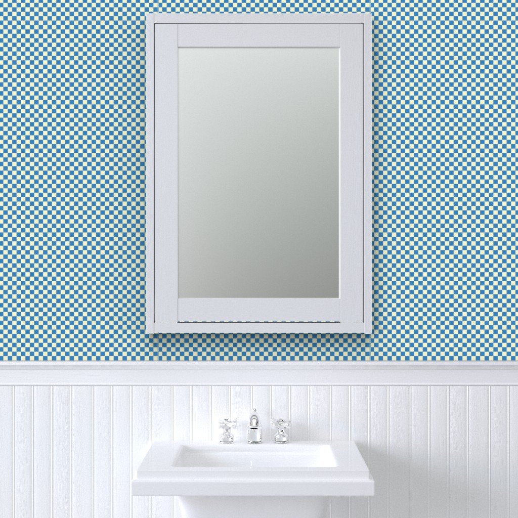 Cornflower Blue and Cream Checkerboard Squares Wallpaper cornflower blue wallpaper