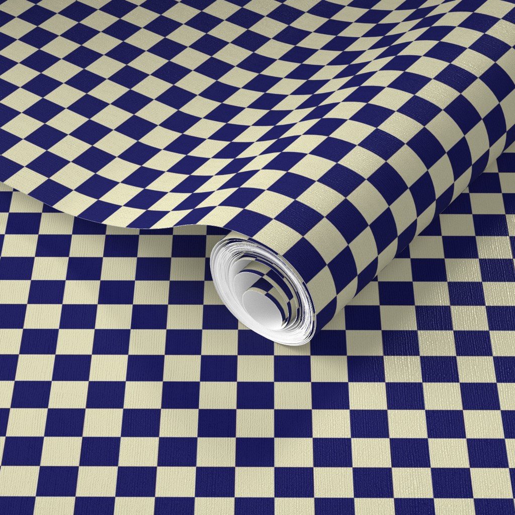 Navy Blue and Cream Checkerboard Squares Wallpaper navy blue wallpaper