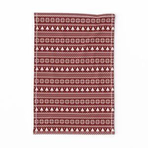 Dark Christmas Candy Apple Red Nordic Trees Stripe in White Home Styling Collection Design Collection evergreen trees tea towel design