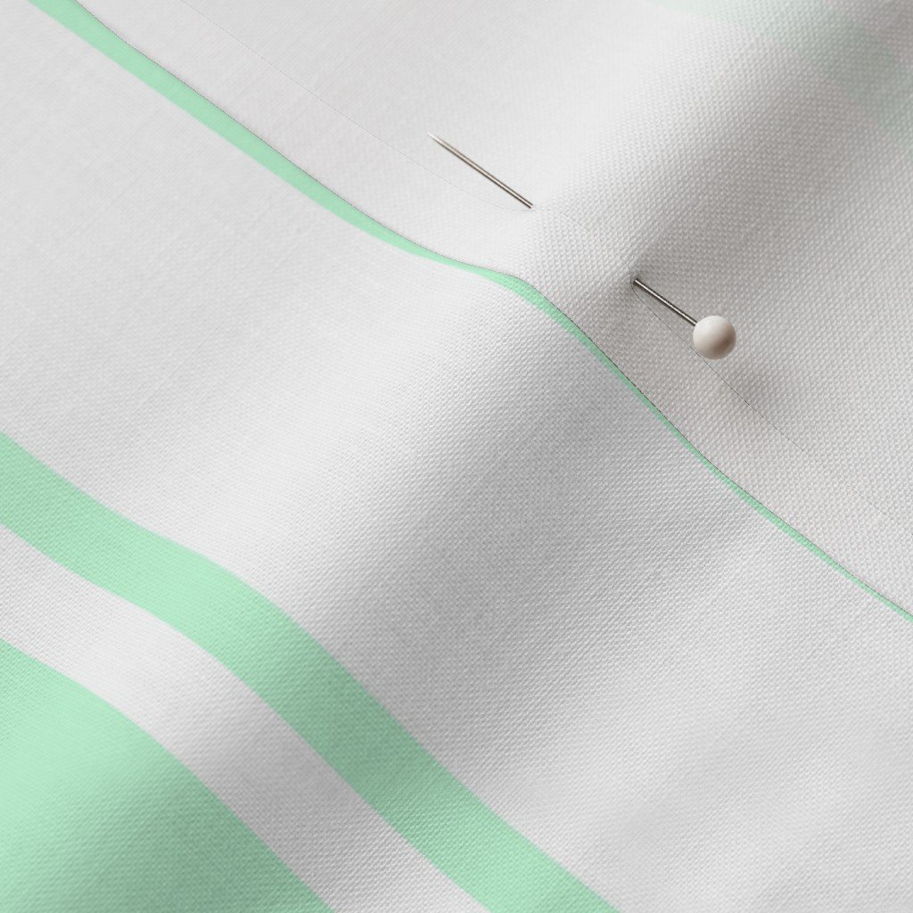 Mint Foam and White Vertical French Stripe Fabric horizontal stripe fabric