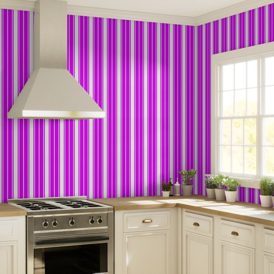 Orlando Orchid and White Vertical French Stripe Wallpaper orlando orchid white wallpaper