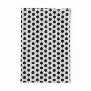 Mini Classic Soccer Football Hexagonal Black and White Seamless Print Design Collection Home Decor Collection white hexagons tea towel design