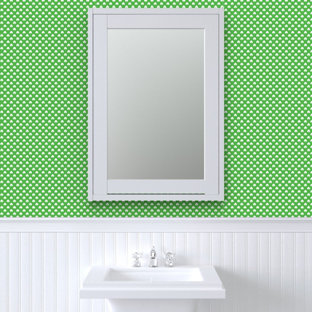 White Heart-Shaped Clover on Green St. Patricks Day Wallpaper st paddy wallpaper