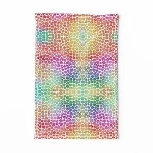 Rainbow Bright Pastel Mosaic Watercolor Spots in Mirror Repeat Decor Collection Home Styling Collection rainbow spots tea towel design