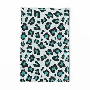 Jumbo Leopard Spots Animal Repeat Pattern Print in Turquoise Blue and Black Decor Collection Home Styling Collection turquoise blue leopa tea towel design