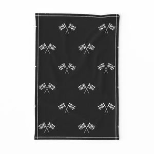 Small Black and White Classic Chequered Flags on Black Design Collection Design Collection racing flag tea towel design