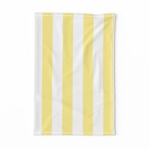 Buttermilk Yellow and White 2 Inch Vertical Cabana Stripes Decor Collection Home Decor Collection buttermilk and white tea towel design