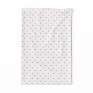 Mini Cotton Candy Pink Valentines Polkadot Love Hearts on White Background Home Decor Collection Home Decor Collection love heart tea towel design