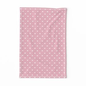 Mini White Valentines Polkadot Love Hearts on Cotton Candy Background Home Styling Collection Design Collection white heart tea towel design