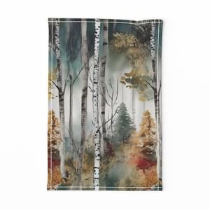Endless Birch Tree Dreamscape Trees in Misty Forest Watercolor Home Decor Collection Home Styling Collection enchanting design tea towel design