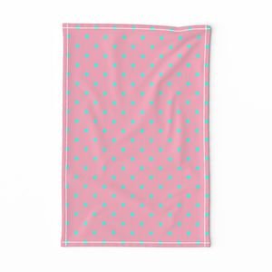 Small Polka Dots in South Beach Aqua Blue on Palm Beach Pink Interior Collection Home Decor Collection aqua blue tea towel design