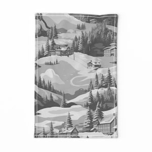 Small Montana Winter Cabins Montana with Evergreens in Grey Interior Collection Home Styling Collection grey glaze tea towel design