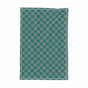 Classic Teal and Sage Green 1 Inch Check Home Decor Collection Design Collection bathroom decor tea towel design