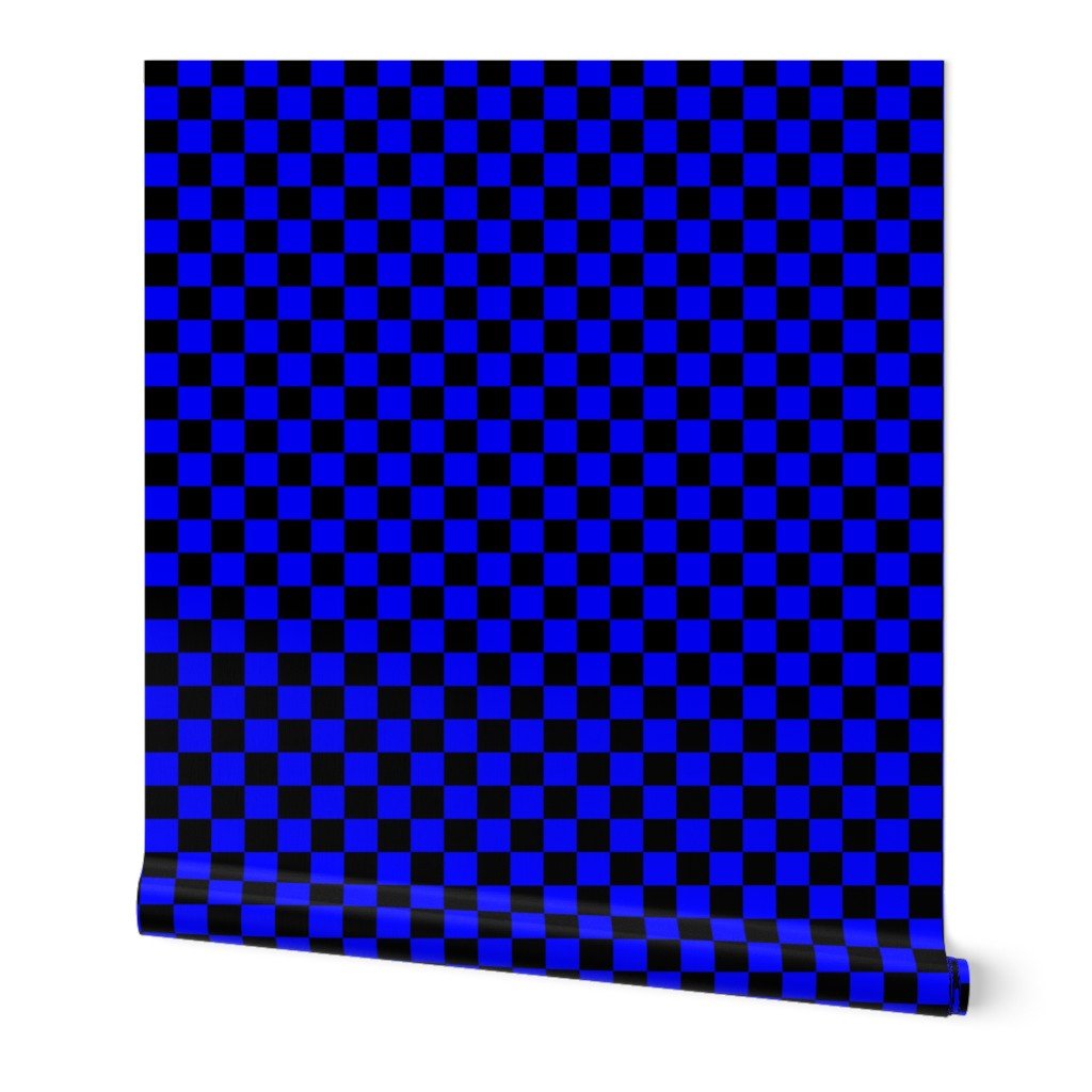 Black and Blue 1 Inch Check Wallpaper black and blue check wallpaper